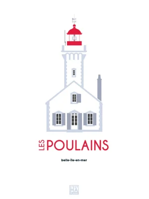Affiche minimaliste et vintage bretagne belle ile en mer phare des poulains
