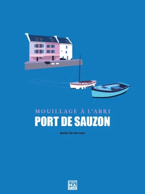 Affiche minimaliste et vintage bretagne belle ile en mer sauzon