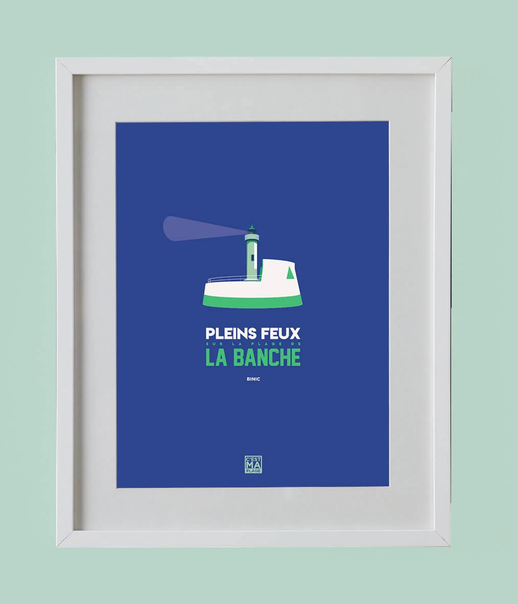 Affiche minimaliste et vintage bretagne binic banche cadre blanc