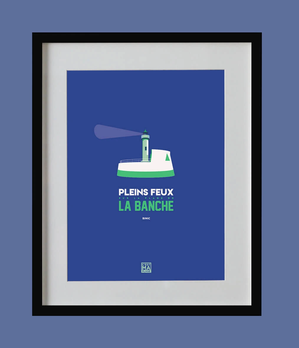 Affiche minimaliste et vintage bretagne binic banche cadre noir