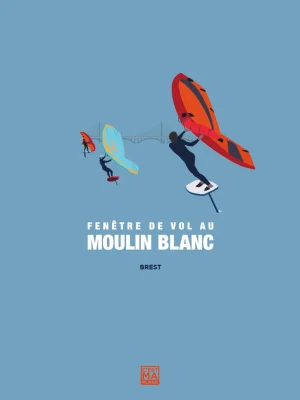 Affiche minimaliste et vintage bretagne brest moulin blanc