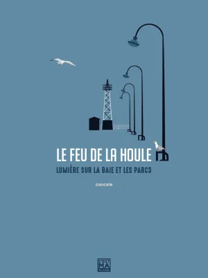 Affiche minimaliste et vintage bretagne cancale feu houle
