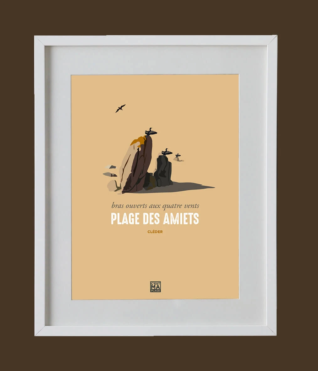 Affiche minimaliste et vintage bretagne cleder amiets cadre blanc