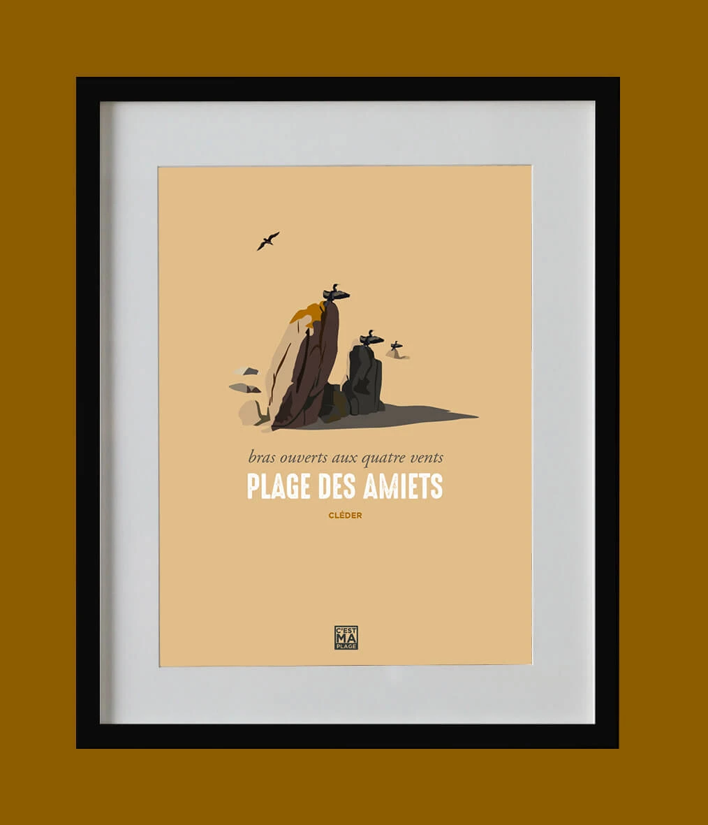 Affiche minimaliste et vintage bretagne cleder amiets cadre noir