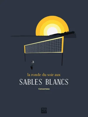 Affiche minimaliste et vintage bretagne concarneau sables blancs