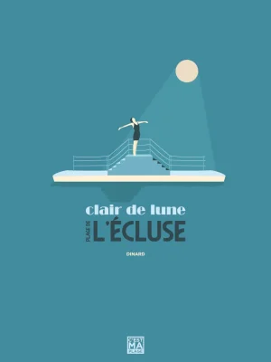 Affiche minimaliste et vintage bretagne dinard ecluse plongeoir