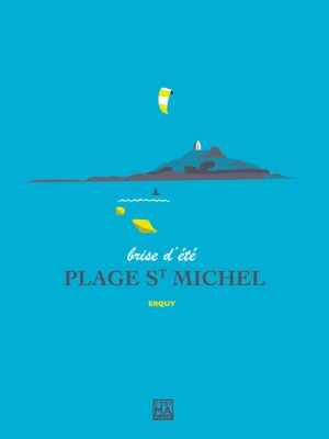 Affiche minimaliste et vintage bretagne erquy plage saint michel