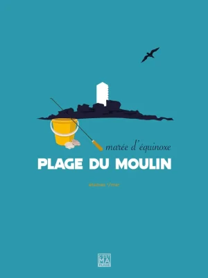 Affiche minimaliste et vintage bretagne etables sur mer moulin