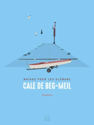 Affiche minimaliste et vintage bretagne fouesnant cale beg meil