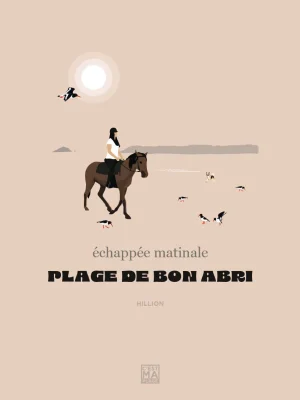 Affiche minimaliste et vintage bretagne hillion plage bon abri