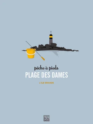 Affiche minimaliste et vintage bretagne ile grande plage des dames