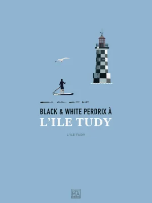 Affiche minimaliste et vintage bretagne ile tudy phare perdrix