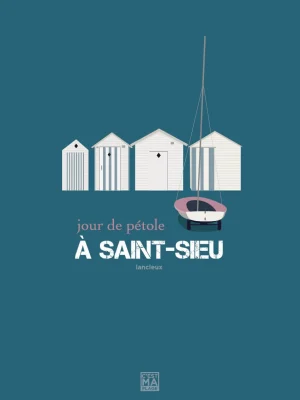 Affiche minimaliste et vintage bretagne lancieux saint sieu cabines