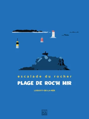 Affiche minimaliste et vintage bretagne loguivy plage roch hir