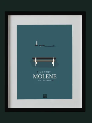 Affiche minimaliste et vintage bretagne molene peine cadre noir