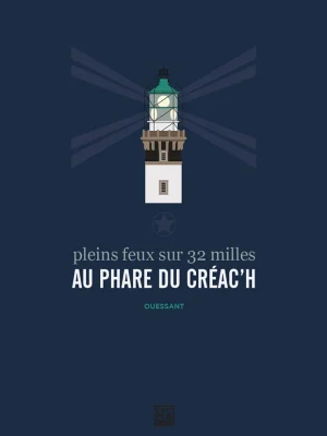 Affiche minimaliste et vintage bretagne ouessant phare creach