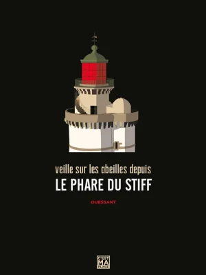 Affiche minimaliste et vintage bretagne ouessant phare stiff noir