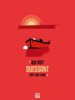 Affiche minimaliste et vintage bretagne ouessant sang