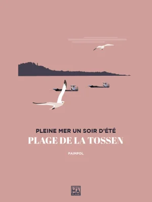 Affiche minimaliste et vintage bretagne paimpol plage tossen