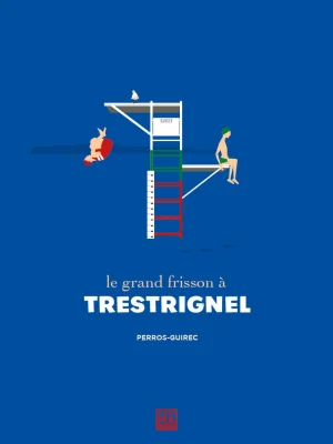 Affiche minimaliste et vintage bretagne perros guirec plage trestrignel