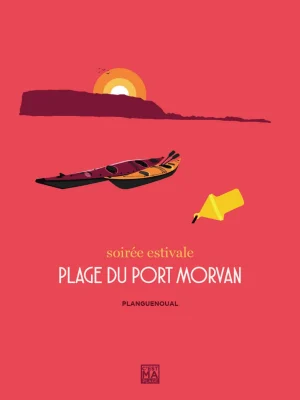 Affiche minimaliste et vintage bretagne planguenoual plage port morvan