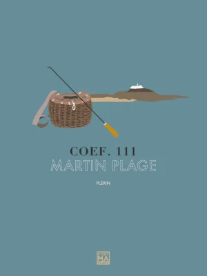 Affiche minimaliste et vintage bretagne plerin martin plage
