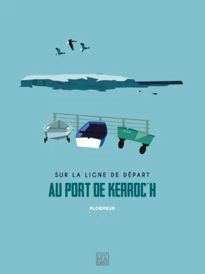 Affiche minimaliste et vintage bretagne ploemeur port kerroch