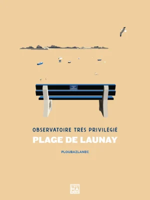 Affiche minimaliste et vintage bretagne ploubazlanec plage launay