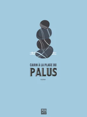 Affiche minimaliste et vintage bretagne plouha palus galets