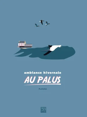 Affiche minimaliste et vintage bretagne plouha palus surf