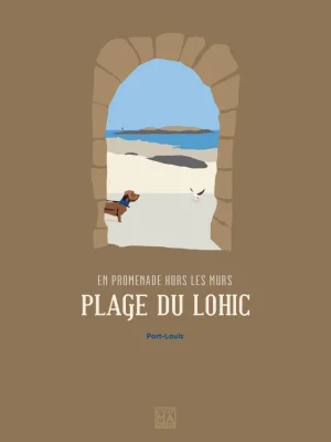 Affiche minimaliste et vintage bretagne port louis plage du lohic