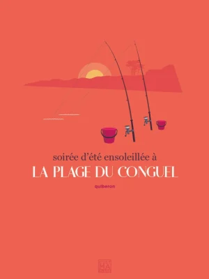 Affiche minimaliste et vintage bretagne quiberon conguel