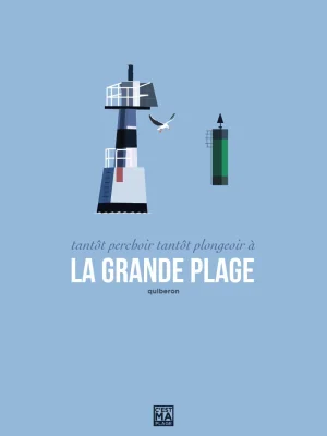 Affiche minimaliste et vintage bretagne quiberon grande plage perchoir