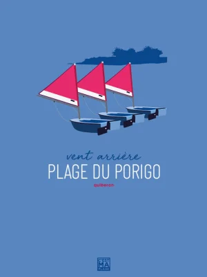 Affiche minimaliste et vintage bretagne quiberon porigo