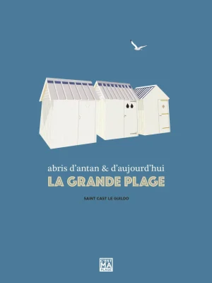 Affiche minimaliste et vintage bretagne saint cast grande plage cabine