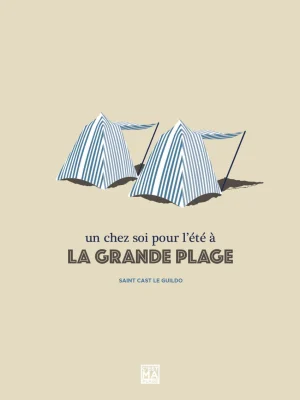 Affiche minimaliste et vintage bretagne saint cast grande plage tente