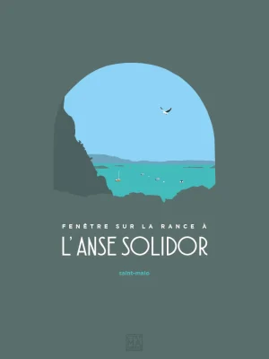 Affiche minimaliste et vintage bretagne saint malo anse solidor