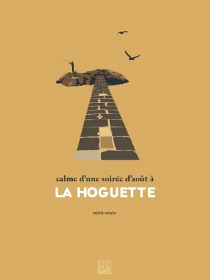 Affiche minimaliste et vintage bretagne saint malo plage hoguette