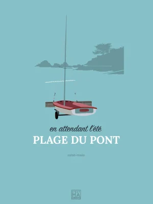 Affiche minimaliste et vintage bretagne saint malo plage pont