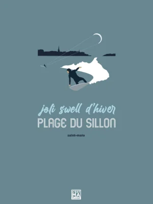 Affiche minimaliste et vintage bretagne saint malo sillon surf