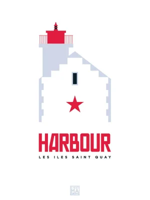 Affiche minimaliste et vintage bretagne saint quay harbour