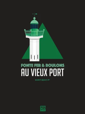 Affiche minimaliste et vintage bretagne saint quay phare