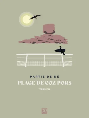 Affiche minimaliste et vintage bretagne tregastel plage coz pors