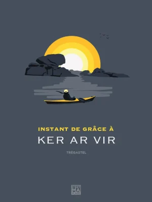 Affiche minimaliste et vintage bretagne tregastel plage ker ar vir