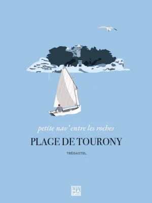 Affiche minimaliste et vintage bretagne tregastel plage tourony