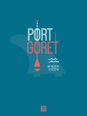 Affiche minimaliste et vintage bretagne treveneuc port goret aileron