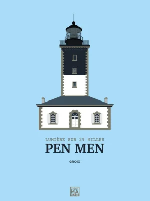 Affiche minimaliste et vintage bretagne groix pen men
