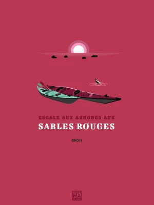Affiche minimaliste et vintage bretagne groix sables rouges