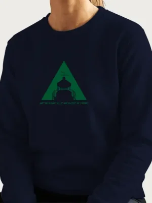 Sweat flocké vert bouteille avec le phare stylisé du port de Binic