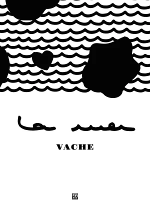 Affiche minimaliste noir et blanc "La mer vache".